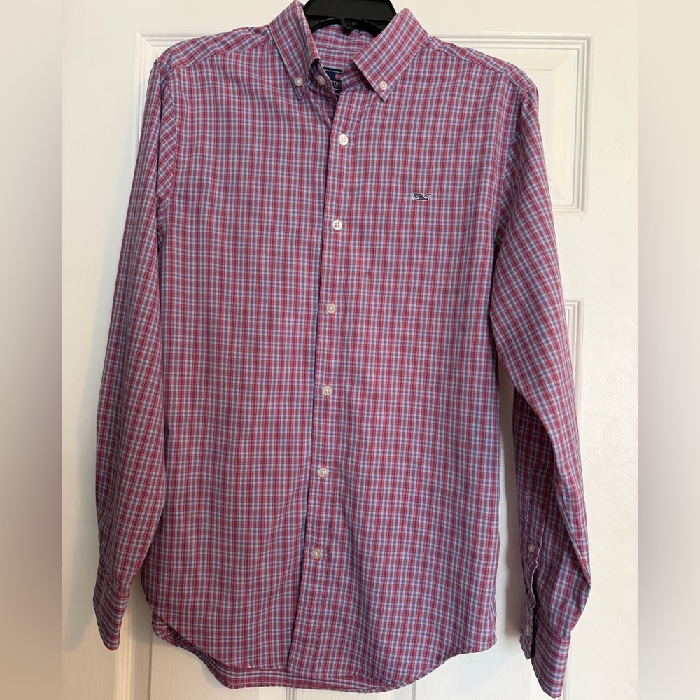 Vineyard Vines Red and Blue Plaid Men's Shirt
